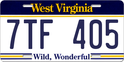 WV license plate 7TF405