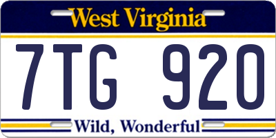WV license plate 7TG920