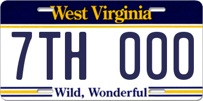 WV license plate 7TH000