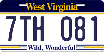 WV license plate 7TH081