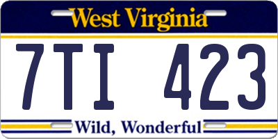 WV license plate 7TI423