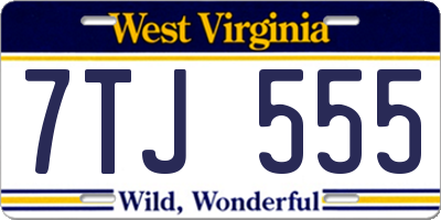 WV license plate 7TJ555