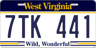 WV license plate 7TK441