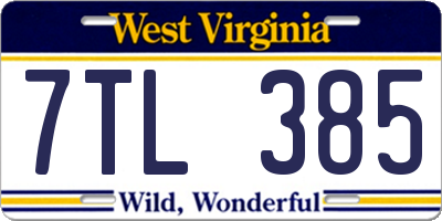 WV license plate 7TL385