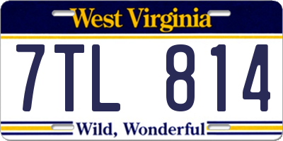 WV license plate 7TL814