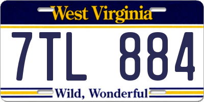 WV license plate 7TL884