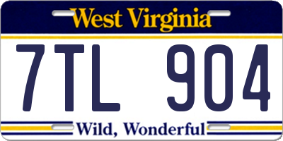 WV license plate 7TL904
