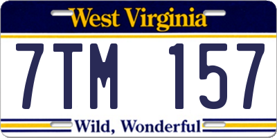WV license plate 7TM157