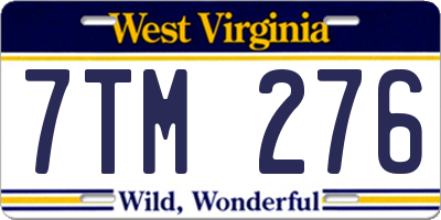 WV license plate 7TM276