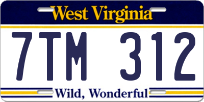 WV license plate 7TM312