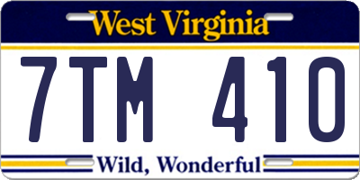 WV license plate 7TM410