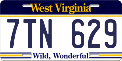 WV license plate 7TN629