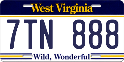 WV license plate 7TN888