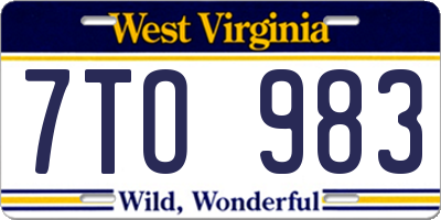 WV license plate 7TO983