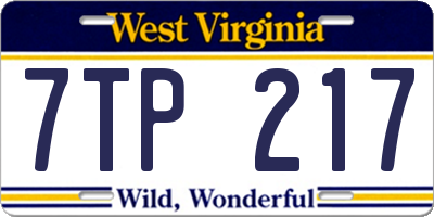 WV license plate 7TP217