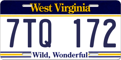 WV license plate 7TQ172