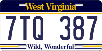WV license plate 7TQ387