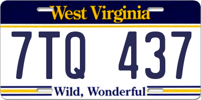 WV license plate 7TQ437