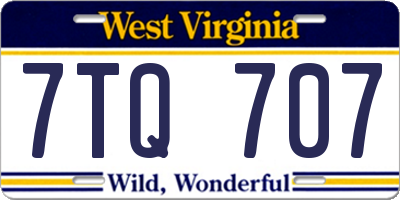 WV license plate 7TQ707