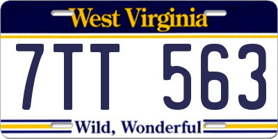 WV license plate 7TT563