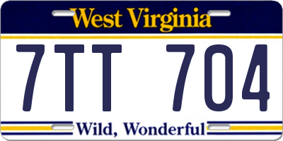 WV license plate 7TT704