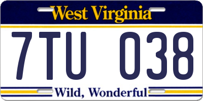 WV license plate 7TU038