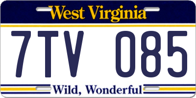 WV license plate 7TV085