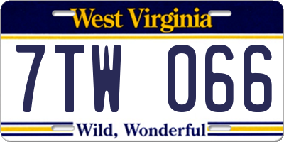 WV license plate 7TW066