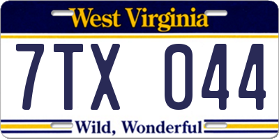 WV license plate 7TX044