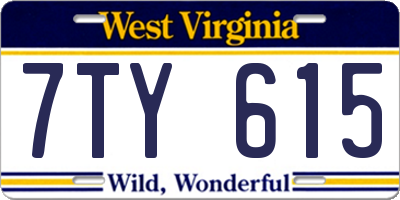 WV license plate 7TY615
