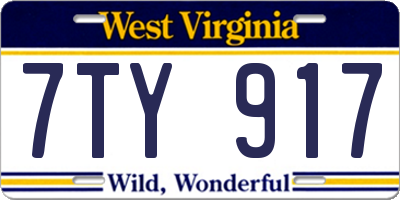 WV license plate 7TY917