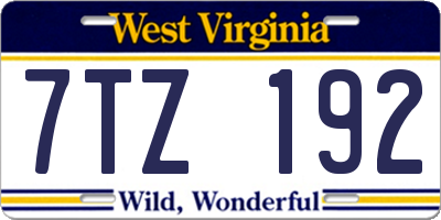 WV license plate 7TZ192