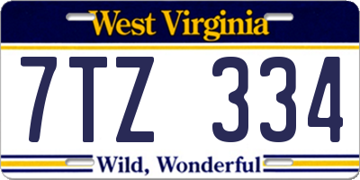 WV license plate 7TZ334