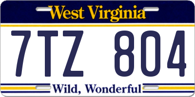 WV license plate 7TZ804