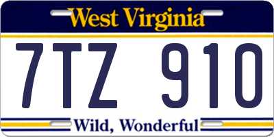 WV license plate 7TZ910