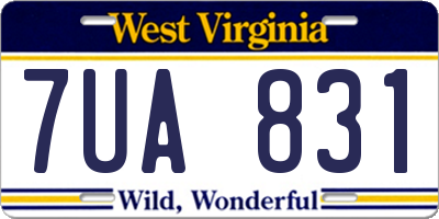 WV license plate 7UA831