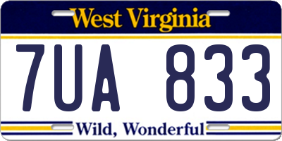 WV license plate 7UA833
