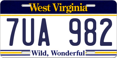 WV license plate 7UA982