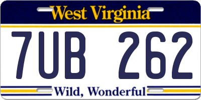 WV license plate 7UB262