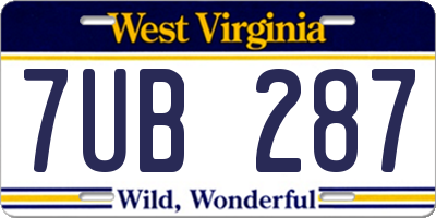 WV license plate 7UB287