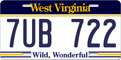 WV license plate 7UB722