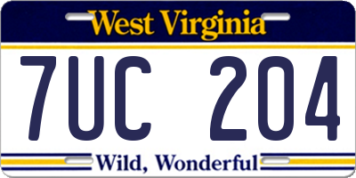 WV license plate 7UC204
