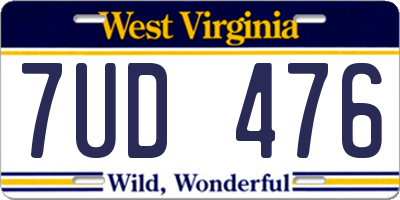 WV license plate 7UD476
