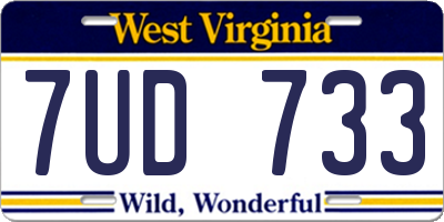 WV license plate 7UD733