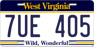 WV license plate 7UE405