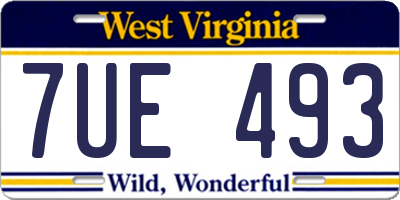 WV license plate 7UE493
