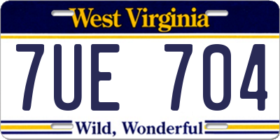 WV license plate 7UE704