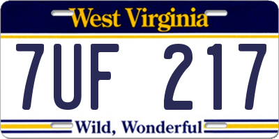 WV license plate 7UF217