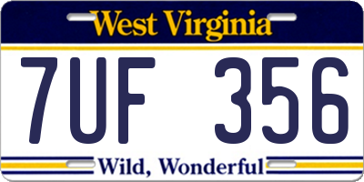 WV license plate 7UF356