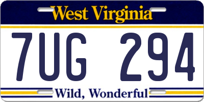 WV license plate 7UG294